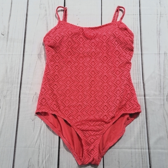 Catalina Pink Mesh One Piece Swim Suit ((Size Large 12-14)) - Picture 1 of 7